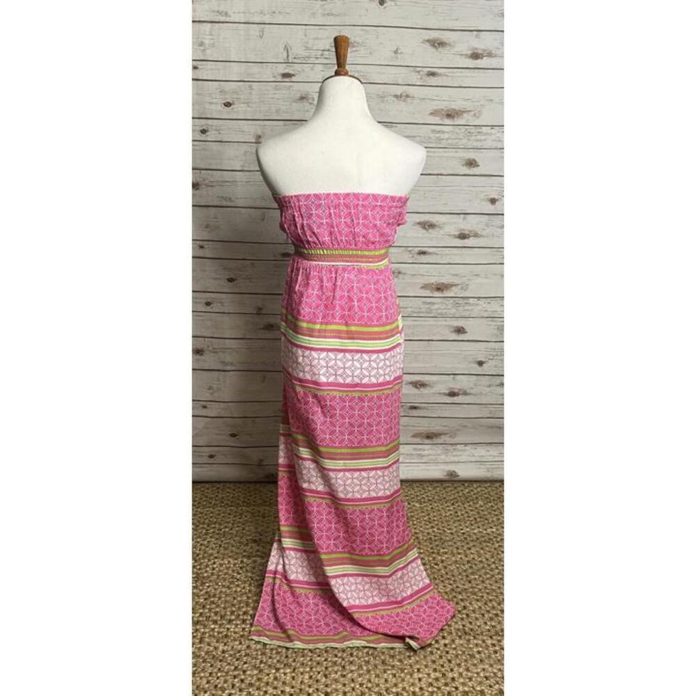 escapada tropical pink/multicolored strapless ruffled maxi dress Size Small - Picture 5 of 6